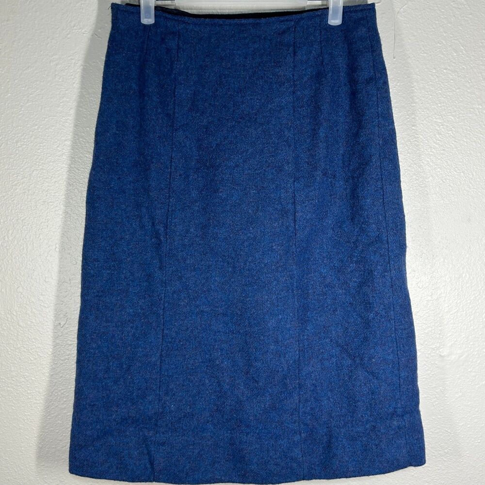 Orvis Skirt Womens 16 Shetland Wool Blue Straight Knee Length Lined Vintage - Picture 12 of 12